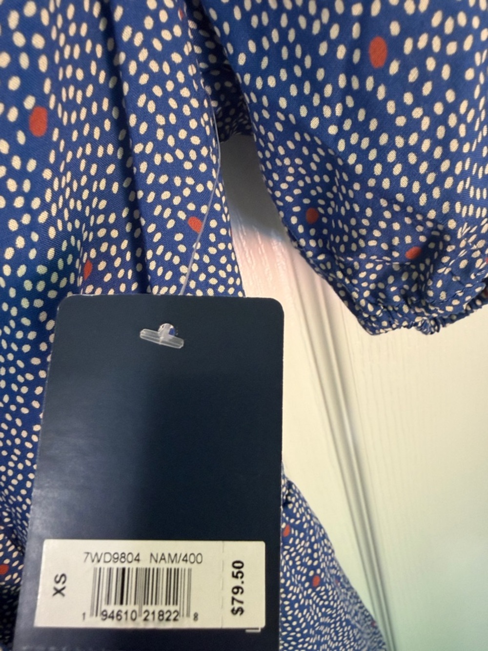 NWT Lucky Brand Polka Dot Mila Cottagecore Wrap Dress In Navy Multi - Picture 8 of 11